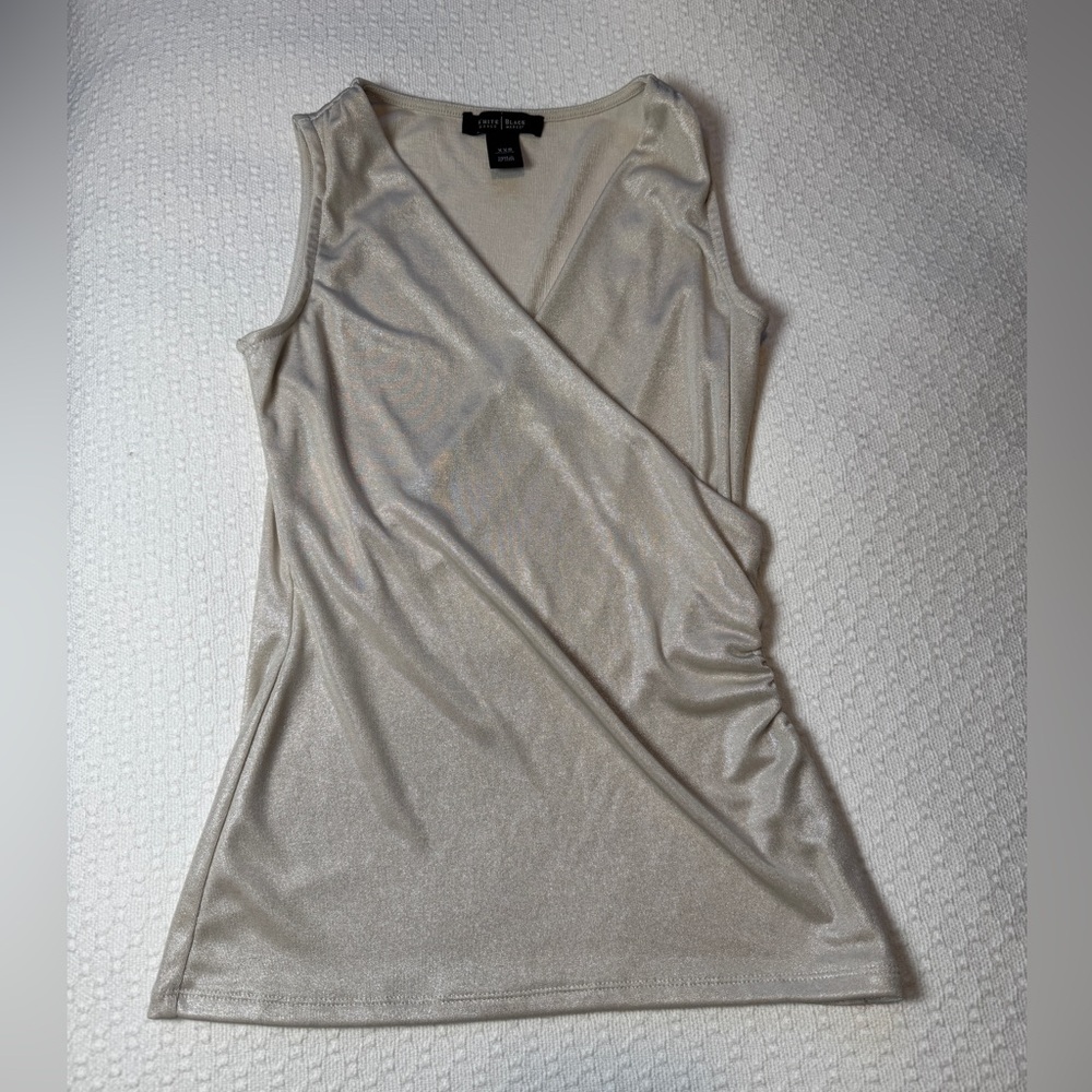 White House Black Market Shimmery Cream Sleeveless Blouse XXS